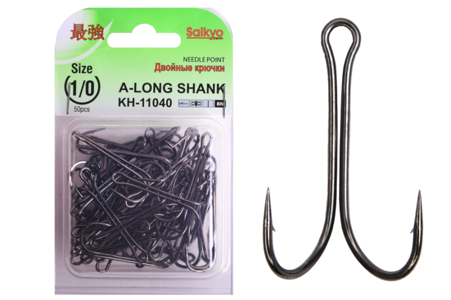 Крючки Saikyo двойн.Long Shank KH-11040  BN №  1/0 (50шт)