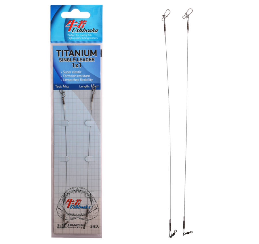 Поводок Ushiwaka Titanium Single UTS11504, 1х1, 4кг/15см, 2шт