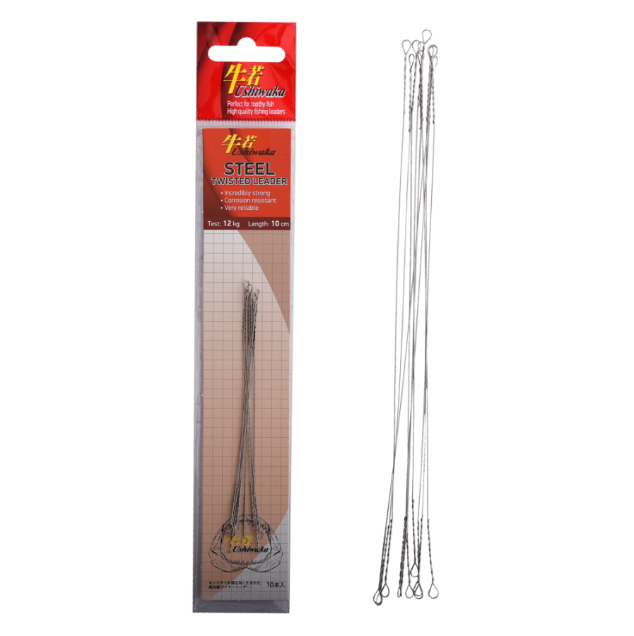 Поводок Ushiwaka Steel Twisted UST1012, 12кг/10см, 10шт