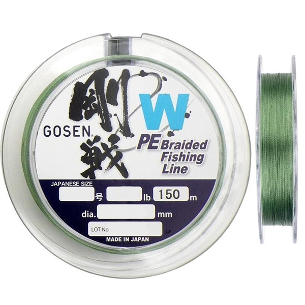 Шнур Gosen W4 braid 150м Moss Green #2 (0,242мм) 11кг.
