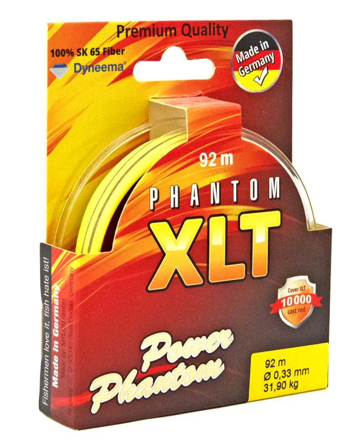 Шнур Power Phantom 4x, XLT, 92м, желтый, 0,33мм, 31,9кг