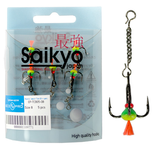 Тройник-капля ECOPRO красный хвост, тип B + цепочка (Saikyo)