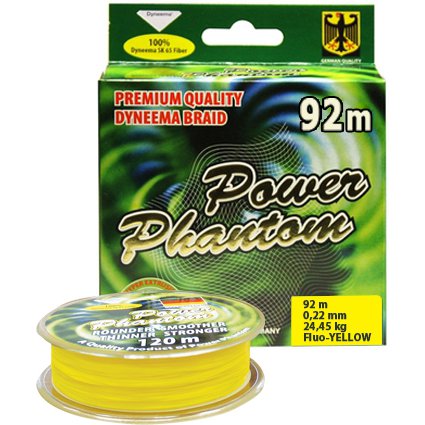 Шнур Power Phantom 4x, 92м, желтый, 0,16мм, 16,75кг