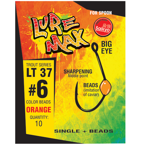 Крючки LureMax Trout LT37 #  6 Orange (10шт)