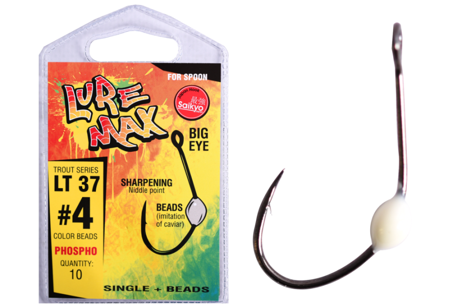 Крючки LureMax Trout LT37 # 4 Phospho (10шт)