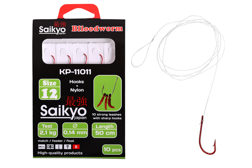 Крючки с поводками Saikyo KP-11011 Blloodworm
