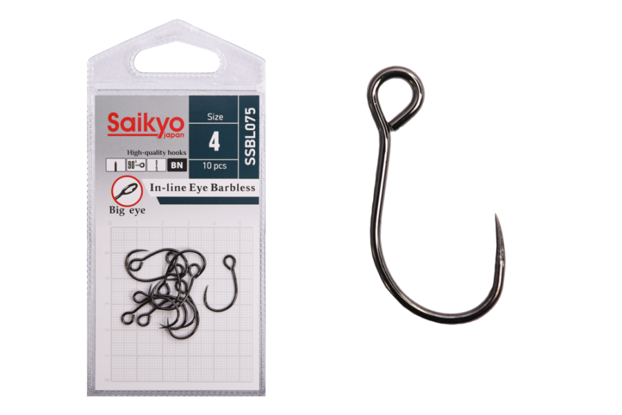Крючки Saikyo SSBL075-BN IN-LINE EYE BARBLESS №4 (10 шт.)