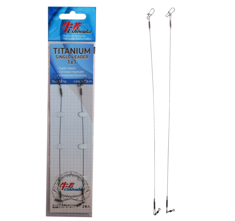 Поводок Ushiwaka Titanium Single UTS11512, 1х1, 12кг/15см, 2шт