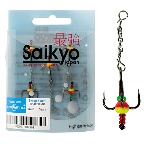 Тройник-капля ECOPRO бисер + цепочка (Saikyo)