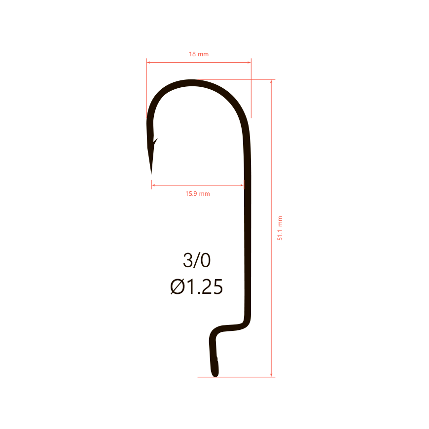 Крючки офсетные Saikyo BS-2314 Offset Round Bend Worm