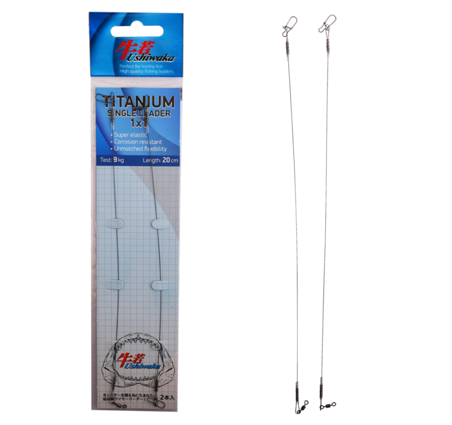 Поводок Ushiwaka Titanium Single UTS12009, 1х1, 9кг/20см, 2шт