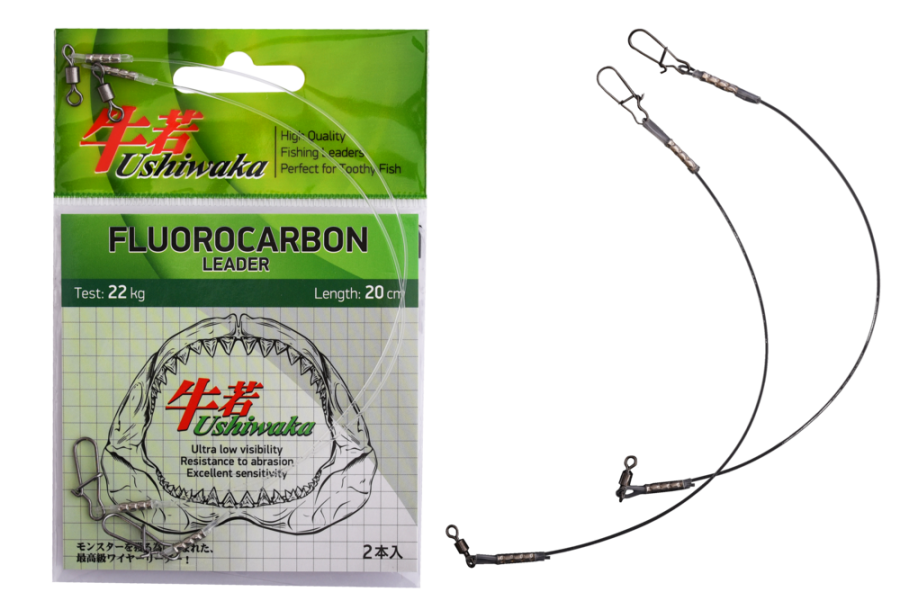 Поводок Ushiwaka Fluorocarbon UF2022, 22кг/20см, 2шт