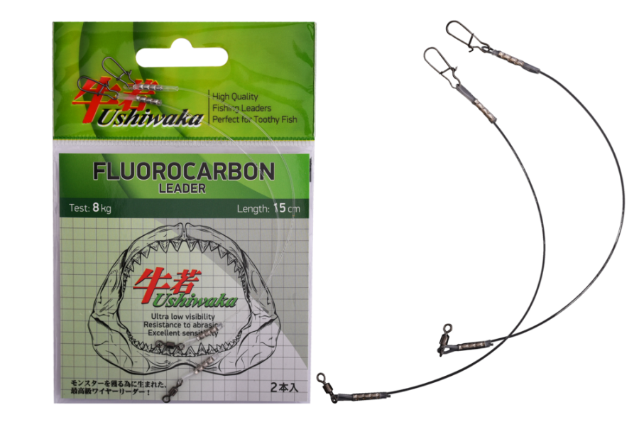 Поводок Ushiwaka Fluorocarbon UF1508, 8кг/15см, 2шт