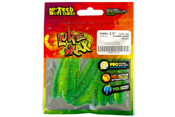 Мягк.приманки LureMax YOBBO 2,5&apos;&apos;/6,25см, LSY25-010 Avokado Green (10 шт.)