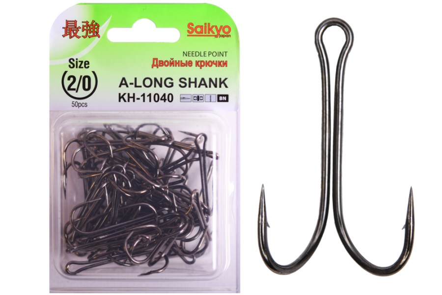 Крючки Saikyo двойн.Long Shank KH-11040  BN №  2/0 (50шт)