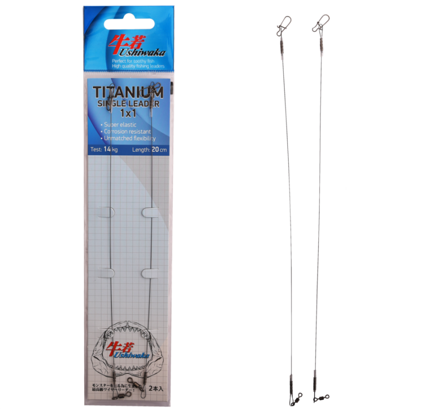 Поводок Ushiwaka Titanium Single UTS12014, 1х1, 14кг/20см, 2шт