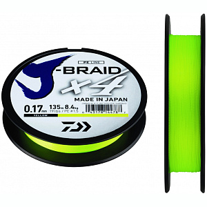 Шнур Daiwa J-Braid X4 Yellow 0.07мм  135м