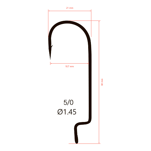 Крючки офсетные Saikyo BS-2314 Offset Round Bend Worm