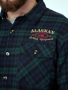 Рубашка Alaskan с мех. подкл. синяя клетка    XS