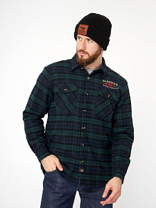 Рубашка Alaskan с мех. подкл. синяя клетка    XS