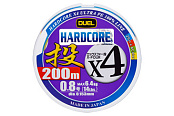 Пл.шн. Duel PE Hardcore X4 Cast 200m 4Color #0.8 (0.153мм) 6.4 кг.