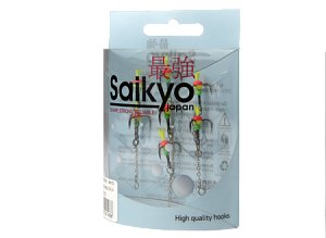 Тройник-капля с красн. хвост. + цепочка №10 (7шт)