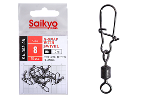Вертлюг с застежкой Saikyo SA-302-08 - 10 шт (10кг)