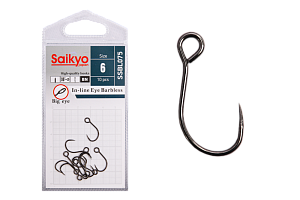 Крючки Saikyo SSBL075-BN IN-LINE EYE BARBLESS №6 (10 шт.)
