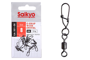 Вертлюг с застежкой Saikyo SA-301-08 - 10 шт (10кг)