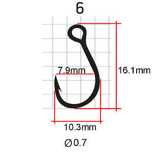 Крючки Saikyo SS075-BN IN-LINE EYE №6 (10 шт.)