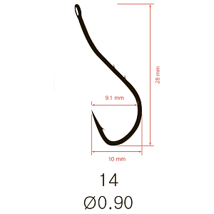 Крючки Saikyo KH-10108 R BN RYUSEN BAIT HOLDER №14 (10 шт.)