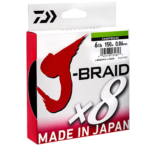Шнур Daiwa J-Braid X8 Chartreuse 0.06мм 9lb 150м