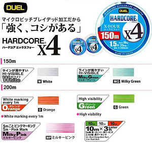 Пл.шн. Duel PE Hardcore X4 150m MilkyGreen #0.6 (0.132мм) 5.4 кг.