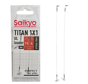 Поводок Saikyo Titan 1x1 UL STOUL1504, 4кг/15см, 2шт