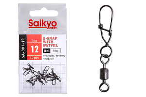Вертлюг с застежкой Saikyo SA-301-12 - 10 шт (5кг)