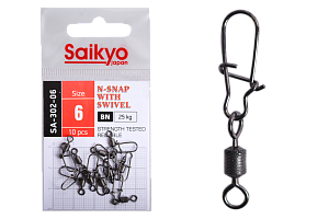 Вертлюг с застежкой Saikyo SA-302-06 - 10 шт (15кг)